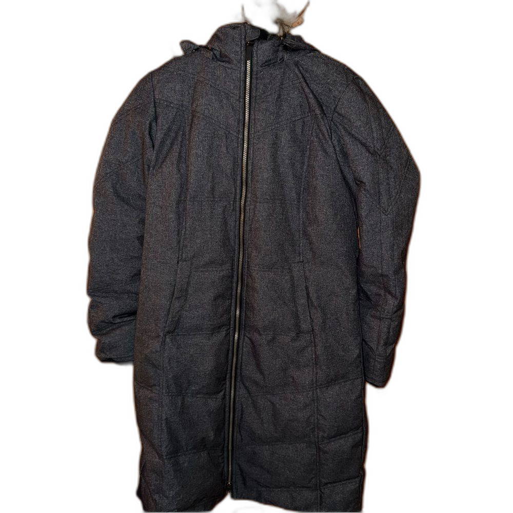 Prana Ronnie Womens Down Insulated Long Puffer Coat Charcoal Gray Size M